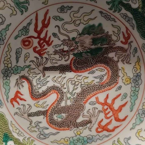  Đĩa Thưởng Sưu Tầm Vẽ Rồng Ngũ Sắc Đường Kính 23cmBKCECN-10430 