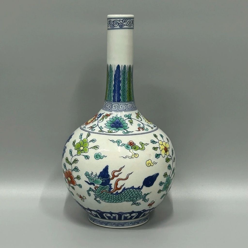  Bình Gốm Sứ Cổ Vẽ Tay Họa Tiết Kỳ Lân Đẹp BKCECN-10434 