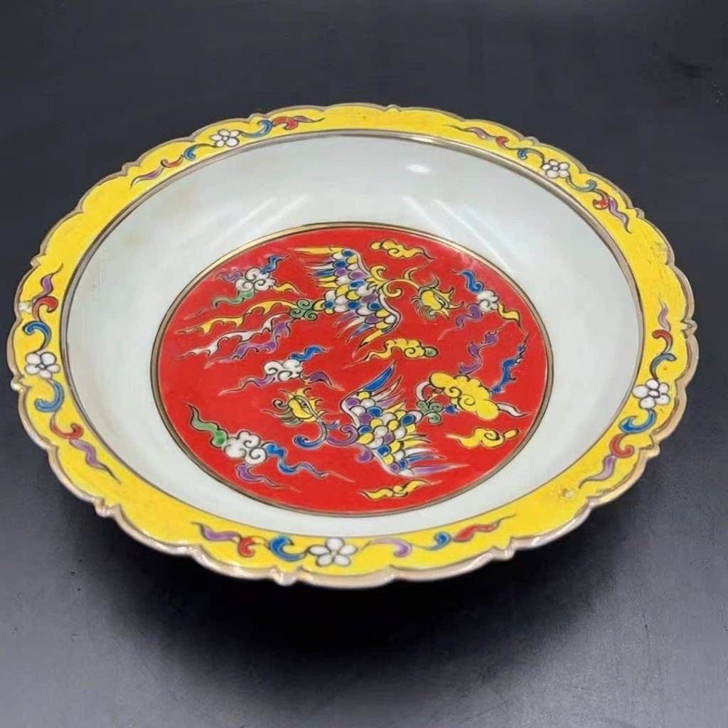  Đĩa Thưởng Gốm Sứ Họa Tiết Song Phượng Cổ BKCECN-10439 