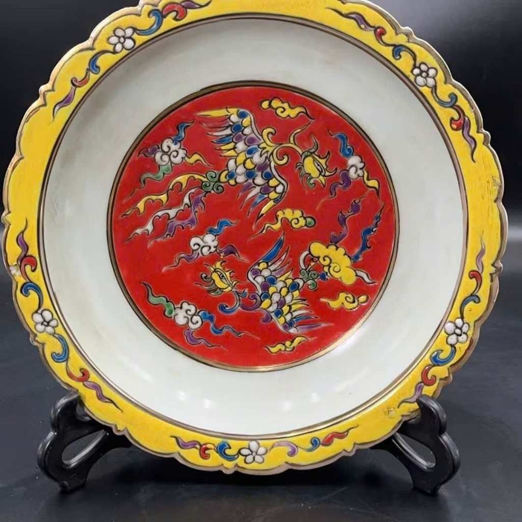  Đĩa Thưởng Gốm Sứ Họa Tiết Song Phượng Cổ BKCECN-10439 