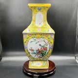  Bình Sứ Pháp Lam Tứ Giác Họa Tiết Hoa Điểu BKCECN-10446 