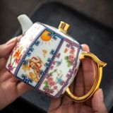  Ấm Trà Sứ Bát Giác Vẽ Tay Cao Cấp Đẹp BKCECN-10453 