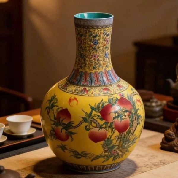  Bình Gốm Sứ Vẽ Đào Thọ Trường Sinh Cao 40cm BKCECN-10463 