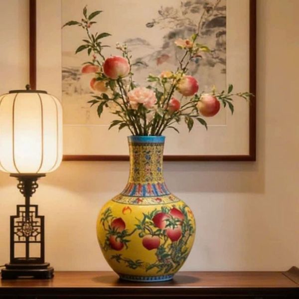  Bình Gốm Sứ Vẽ Đào Thọ Trường Sinh Cao 40cm BKCECN-10463 