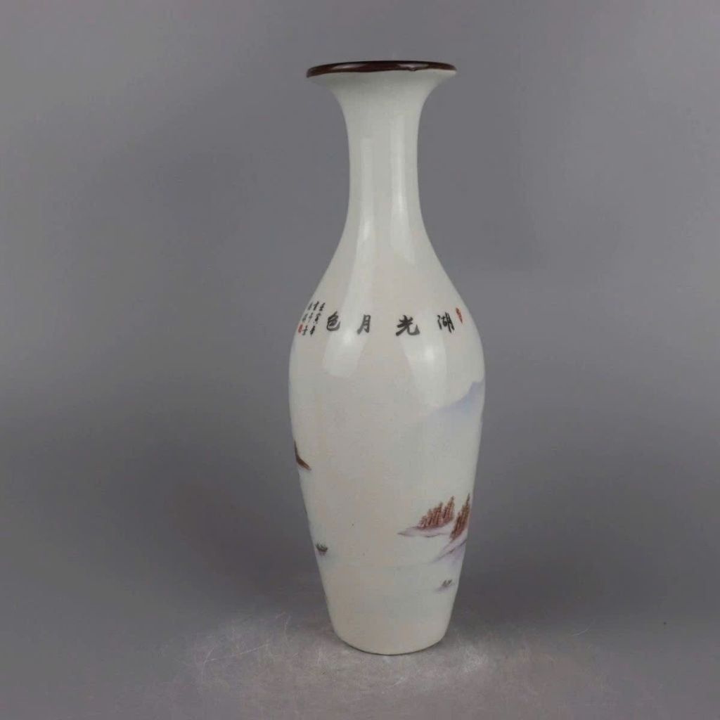  Bình Tỳ Bà Gốm Sứ Men Trắng Vẽ Sơn Thủy Hữu Tình BKCECN-10475 