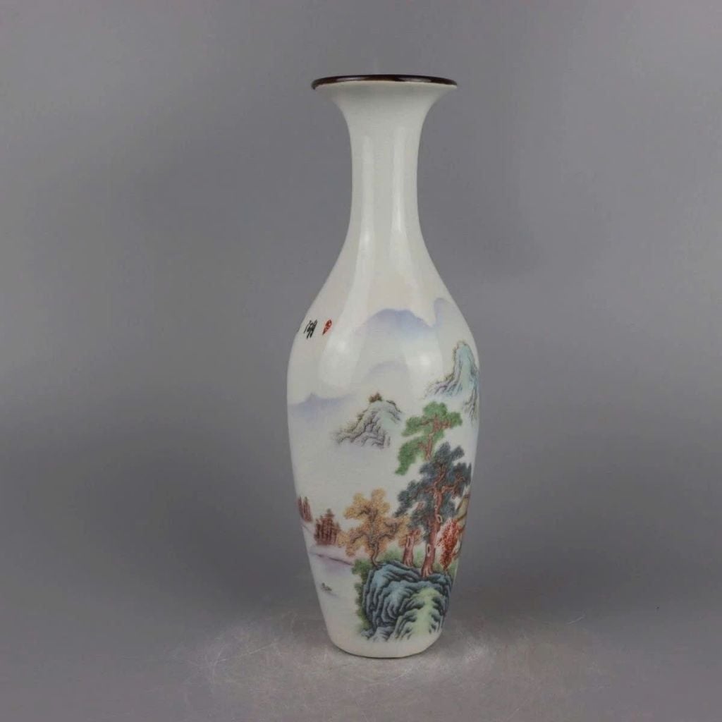  Bình Tỳ Bà Gốm Sứ Men Trắng Vẽ Sơn Thủy Hữu Tình BKCECN-10475 