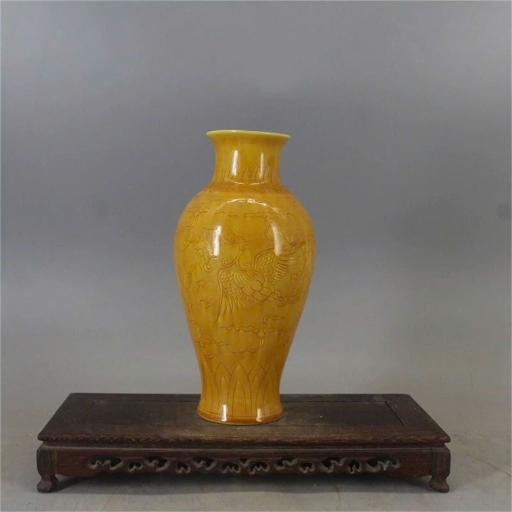  Bình Gốm Men Vàng Tích Phượng Hoàng Cổ Sưu Tầm BKCECN-10490 