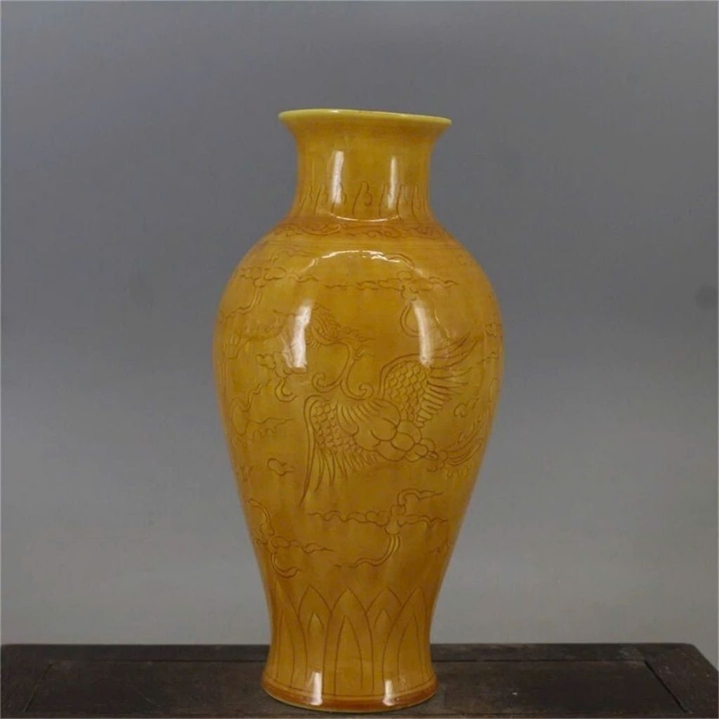  Bình Gốm Men Vàng Tích Phượng Hoàng Cổ Sưu Tầm BKCECN-10490 