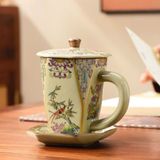  Cốc Trà Gốm Sứ Men Rạn Khắc Họa Điểu Trúc Cổ Sưu Tầm BKCECN-10496 