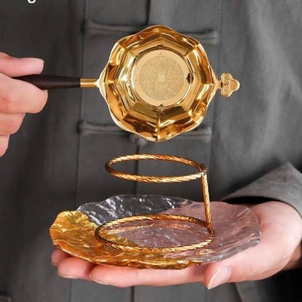  Lọc Trà Mạ Vàng 24K Kèm Đế Thủy Tinh Decor  BKCECN-10513 