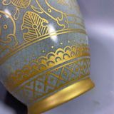  Bình Gốm Sứ Rạn Men Xanh Vẽ Vàng Kim BKCECN-10527 