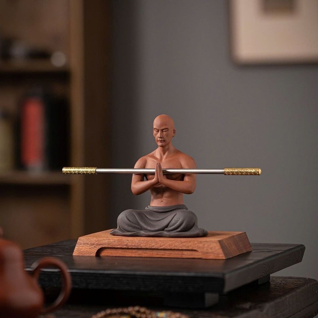  Tượng Gốm Tử Sa Thiếu Lâm Võ Tăng Ngồi Thiền BKCECN-10534 