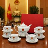  Bộ Ấm Chén Gốm Sứ In Logo Tổng Bí Thư, Chủ Tịch Nước Tô Lâm BKCECN-10543 