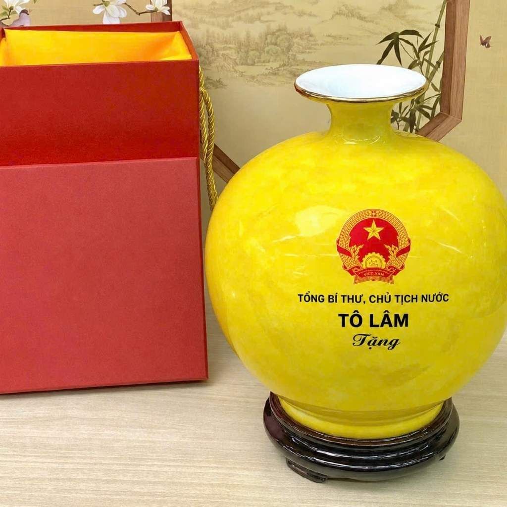  Bình Hút Tài Lộc Men Vàng In Chữ Chủ Tịch Nước Tô Lâm BKCECN-10546 