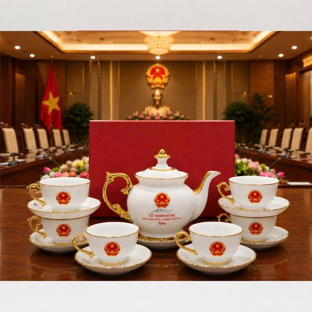  Bộ Ấm Chén Lê Minh Hưng Dáng Hoàng Gia In Logo BKCECN-10547 