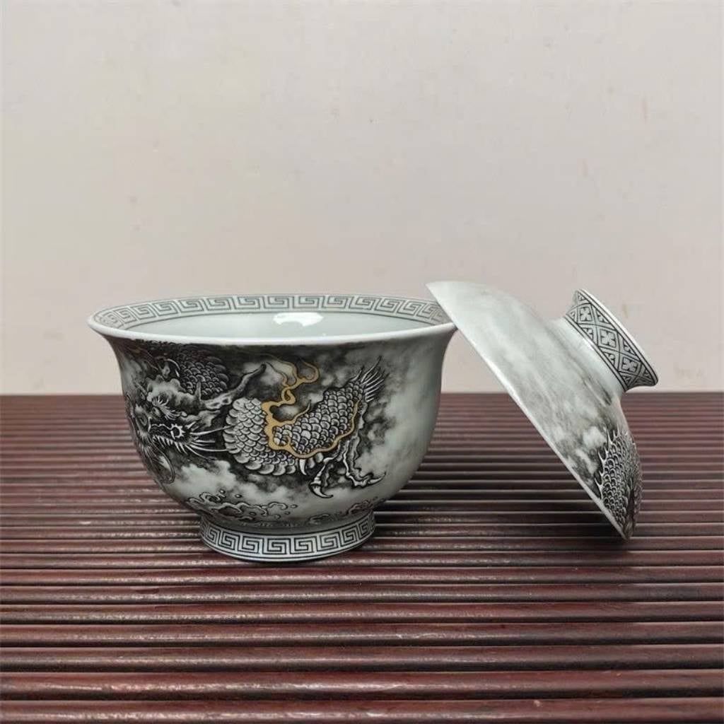  Chén trà sâm gốm sứ vẽ rồng ẩn trong mây cao cấp BKCECN-10550 