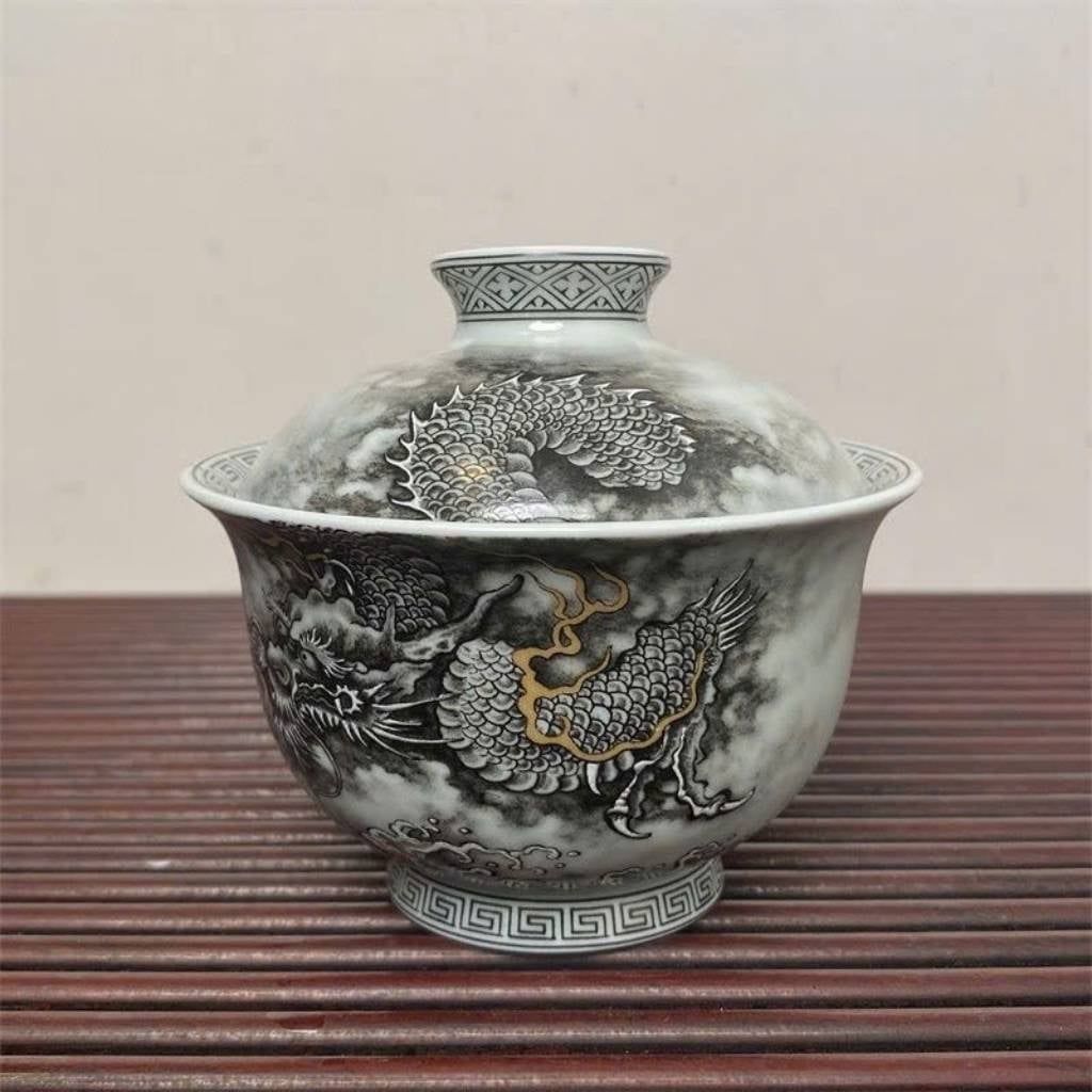  Chén trà sâm gốm sứ vẽ rồng ẩn trong mây cao cấp BKCECN-10550 