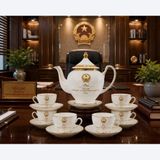  Bộ Ấm Chén Tổng Bí Thư Tô Lâm Dáng Cát Tường In Logo Vẽ Vàng BKCECN-10555 