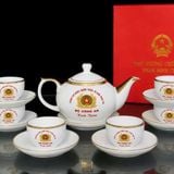  Bộ Ấm Chén Gốm Sứ Bát Tràng In Logo Bộ Công An BKCECN-10578 