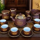  BỘ ẤM CHÉN QUỐC HỘI VIỆT NAM BỌC BẠC GỐM SỨ BÁT TRÀNG BKCECN-10584 
