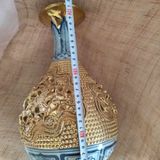 Bình Hoa Gốm Sứ Dát Vàng Đắp Nổi Họa Tiết Hoa Sen Cổ Điển BKCECN-10625 