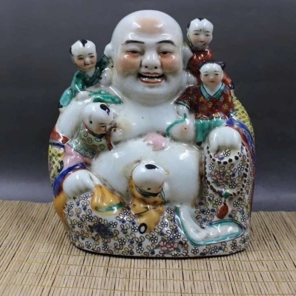  Tượng Phật Di Lặc Ngũ Phúc Lâm Môn Gốm Sứ Sưu Tầm Cổ Điển BKCECN-10632 