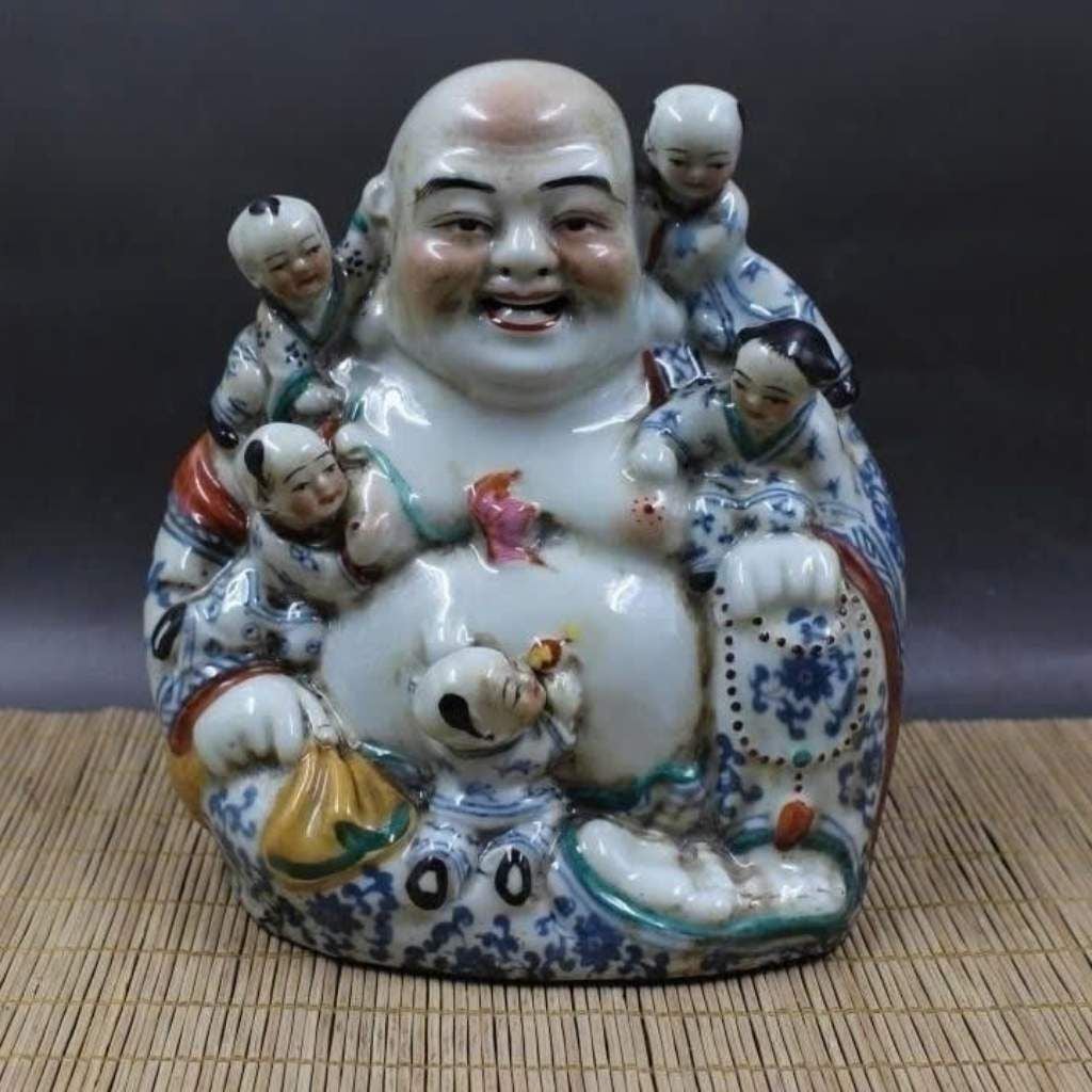  Tượng Phật Di Lặc Ngũ Phúc Lâm Môn Gốm Sứ Sưu Tầm Cổ Điển BKCECN-10632 