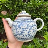  Ấm Trà Gốm Sứ Men Lam Cổ Điển Vẽ Họa Tiết Sen Dây BKCECN-10636 