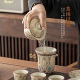  Bộ Ấm Trà Gốm Sứ Khái Hoàng Hoa Văn Cổ Điển Vẽ Vàng BKCECN-10645 