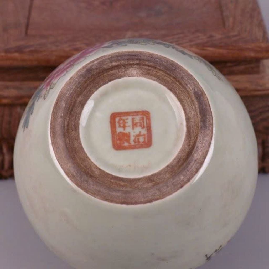  Bình gốm Bát Tràng Củ Tỏi Sứ Men Trắng Vẽ Tay Thọ Đào Ngũ Phúc BKCECN-10650 