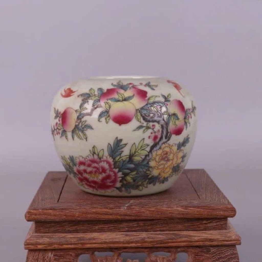  Bình gốm Bát Tràng Củ Tỏi Sứ Men Trắng Vẽ Tay Thọ Đào Ngũ Phúc BKCECN-10650 