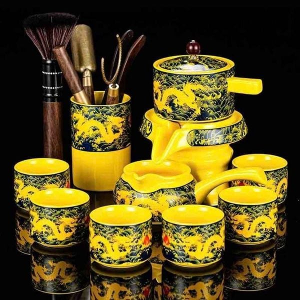  Bộ Ấm Trà Cối Xay Tự Động Gốm Sứ Hoàng Kim Long BKCECN-10658 
