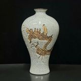  Bình gốm men rạn hoạt tiết rồng vàng bay  BKCECN-9266 