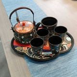  Bộ ấm chén gốm sứ hoa văn sặc sỡ BKCECN-9329 