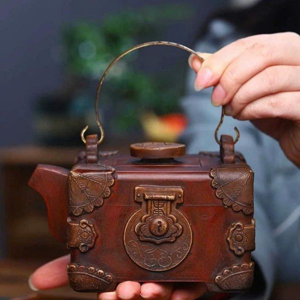  Ấm Tử Sa Vuông Màu Đồng Cổ BKCECN-9418 