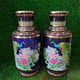  Cặp Lục Bình Gốm Sứ Họa Tiết Chim Công Và Hoa Mẫu Đơn BKCECN-9443 