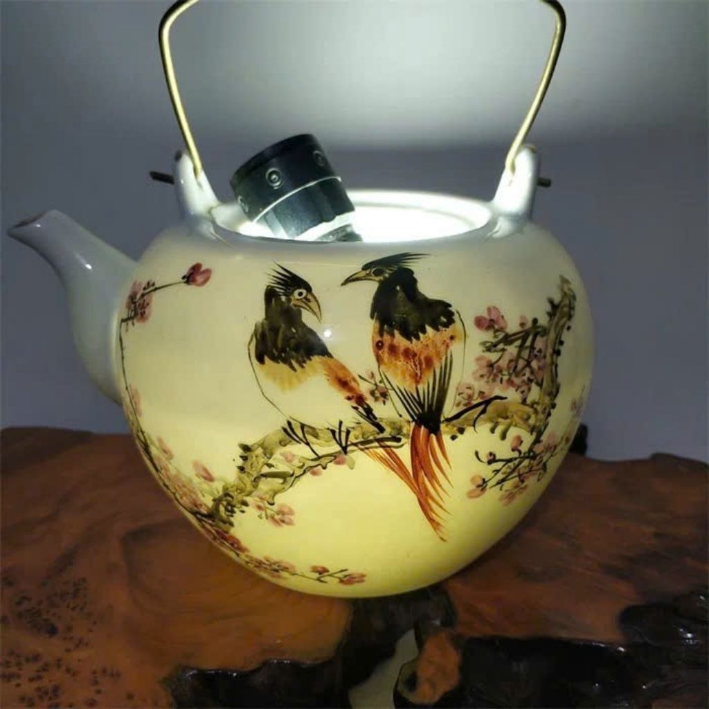  Ấm Trà Gốm Sứ Men Trắng Vẽ Chim Hoa Mai BKCECN-9480 