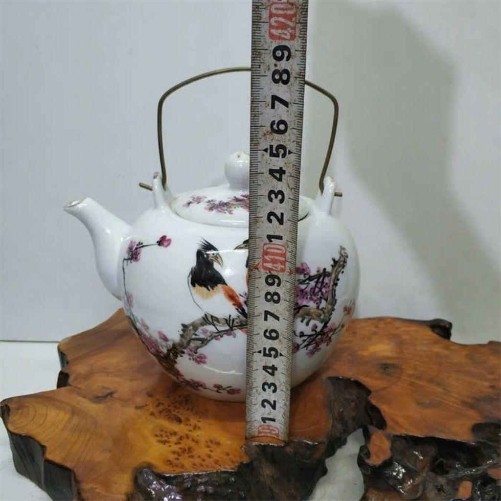  Ấm Trà Gốm Sứ Men Trắng Vẽ Chim Hoa Mai BKCECN-9480 