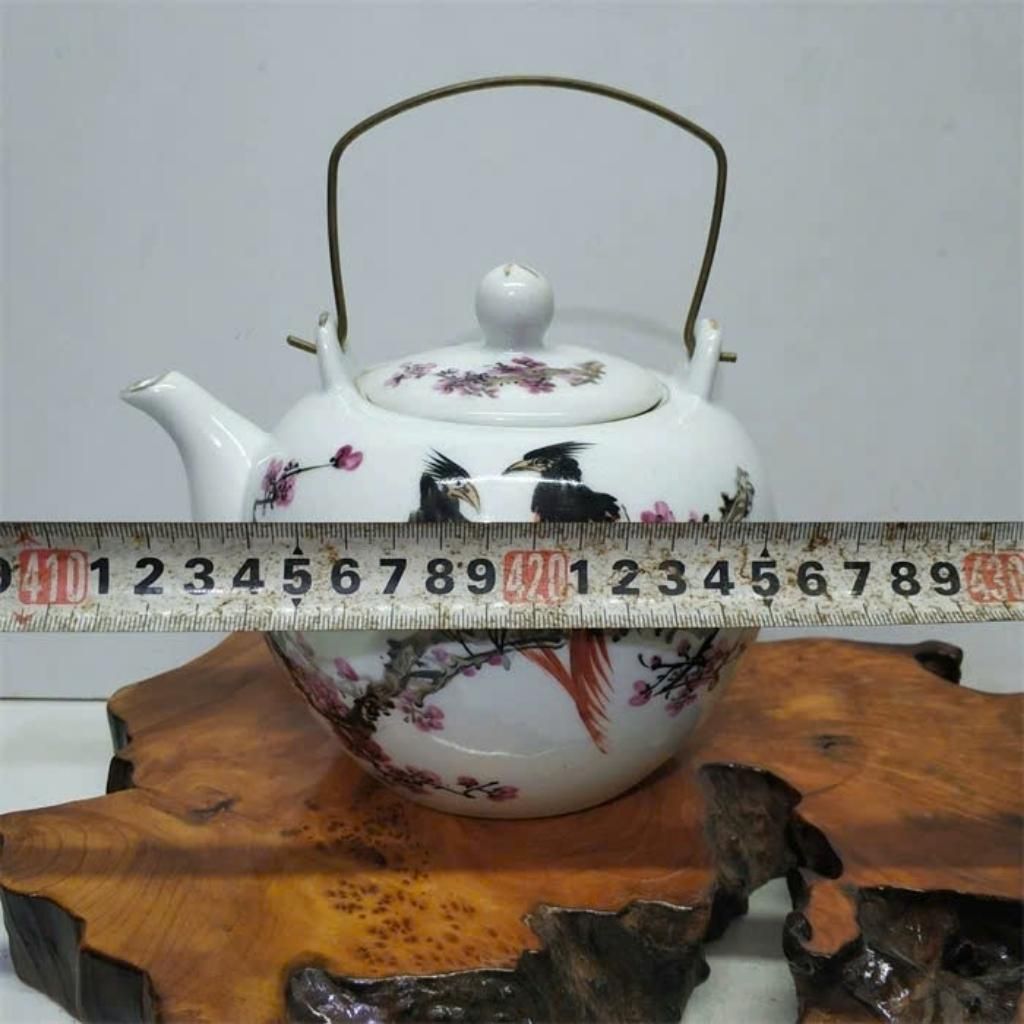  Ấm Trà Gốm Sứ Men Trắng Vẽ Chim Hoa Mai BKCECN-9480 