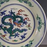  Đĩa Cảnh Gốm Sứ Họa Tiết Rồng Vẽ Màu BKCECN-9508 