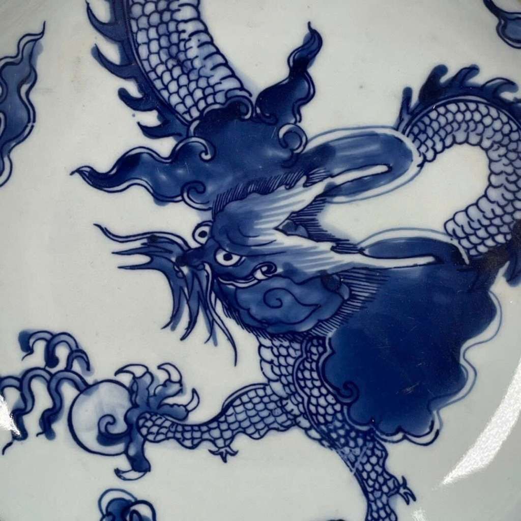  Đĩa Cảnh Vẽ Rồng Men Lam BKCECN-9517 