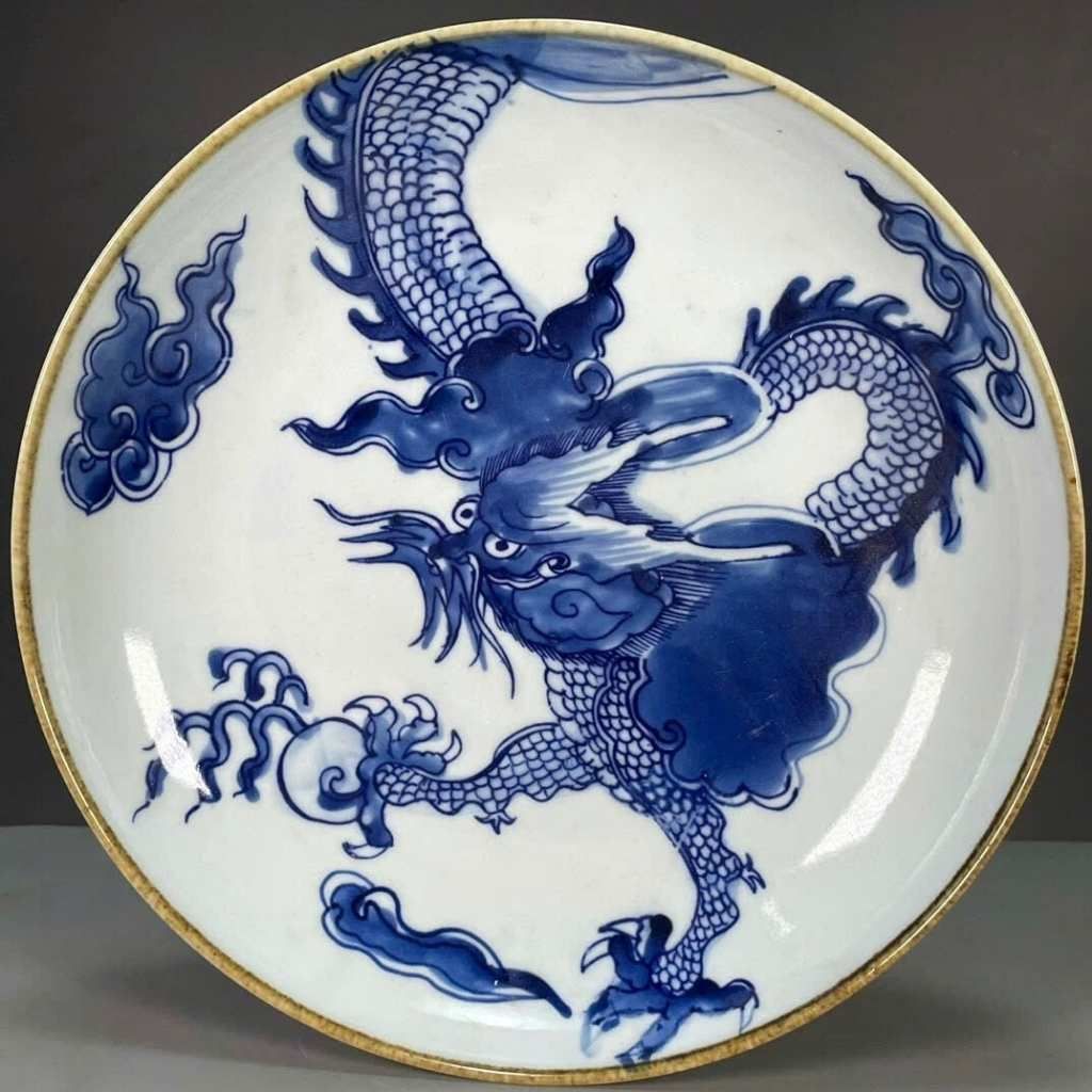  Đĩa Cảnh Vẽ Rồng Men Lam BKCECN-9517 