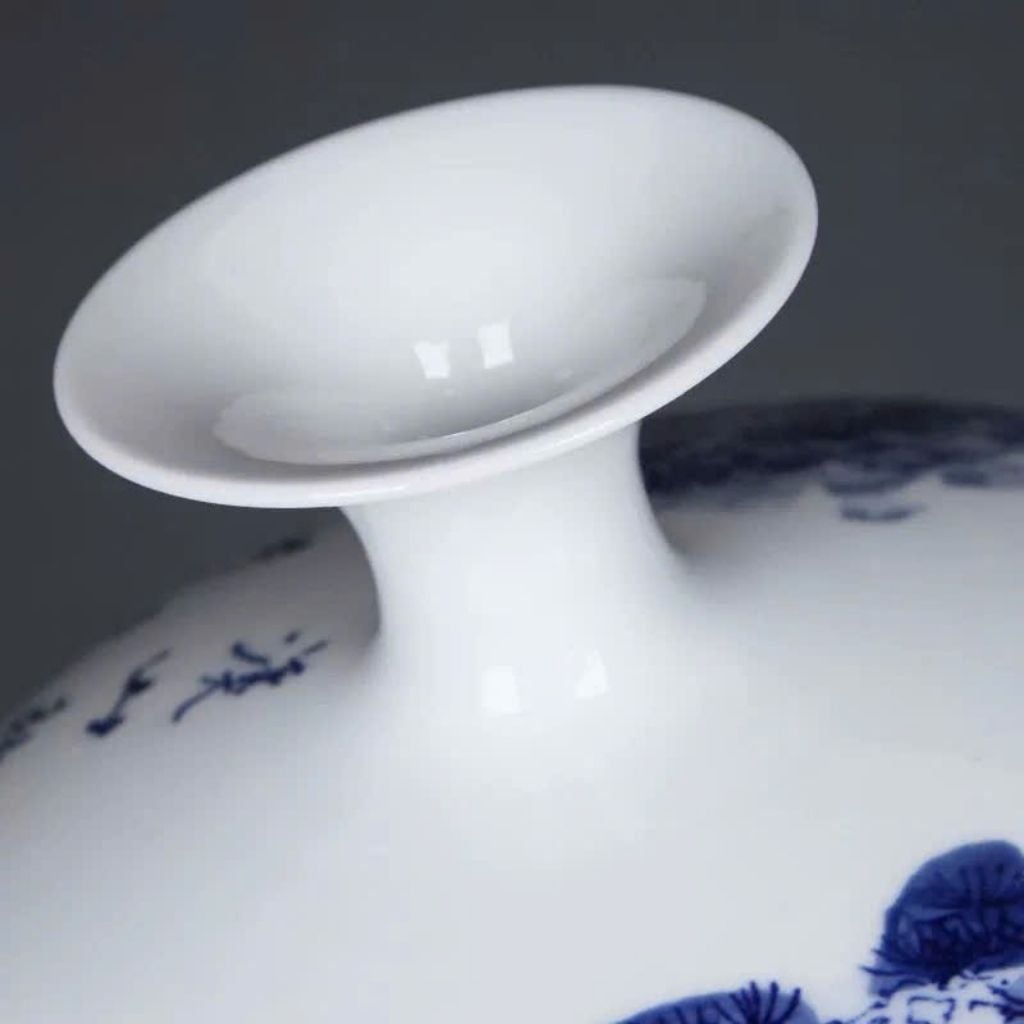  Bình Gốm Sứ Men Xanh Lam Vẽ Cảnh Sơn Thủy BKCECN-9530 