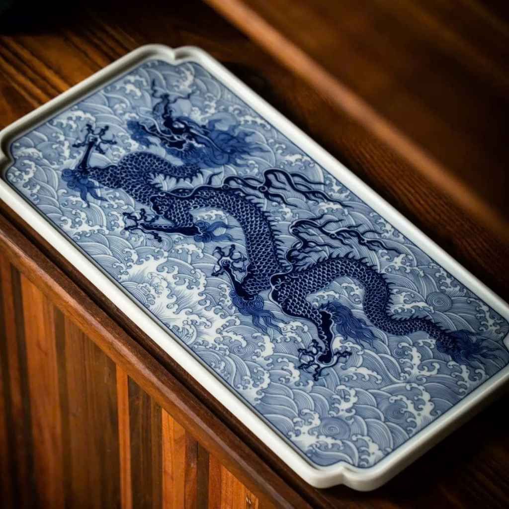  Khay Trà Gốm Sứ Long Hí Thủy BKCECN-9558 