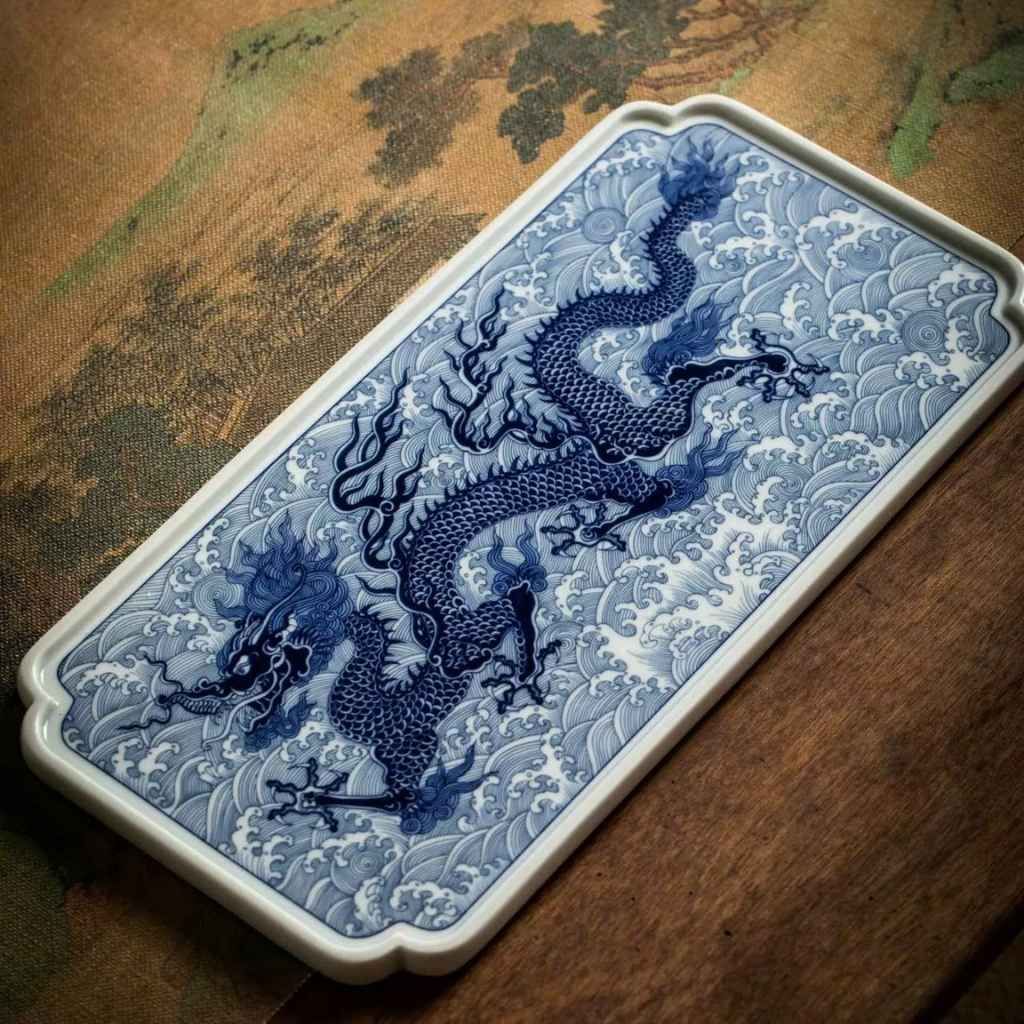  Khay Trà Gốm Sứ Long Hí Thủy BKCECN-9558 