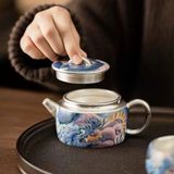  Bộ Ấm Chén Tráng Men Dát Vàng Cao Cấp BKCECN-9568 