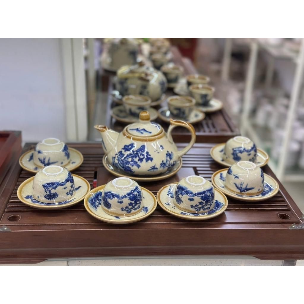  Bộ Ấm Chén Gốm Sứ Sơn Thủy Men Nâu BKCECN-9569 