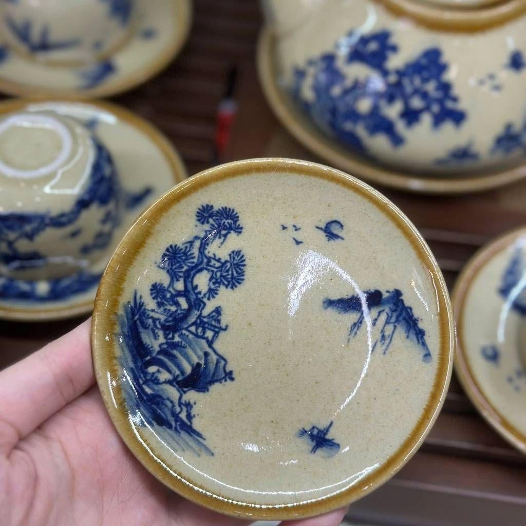  Bộ Ấm Chén Gốm Sứ Sơn Thủy Men Nâu BKCECN-9569 