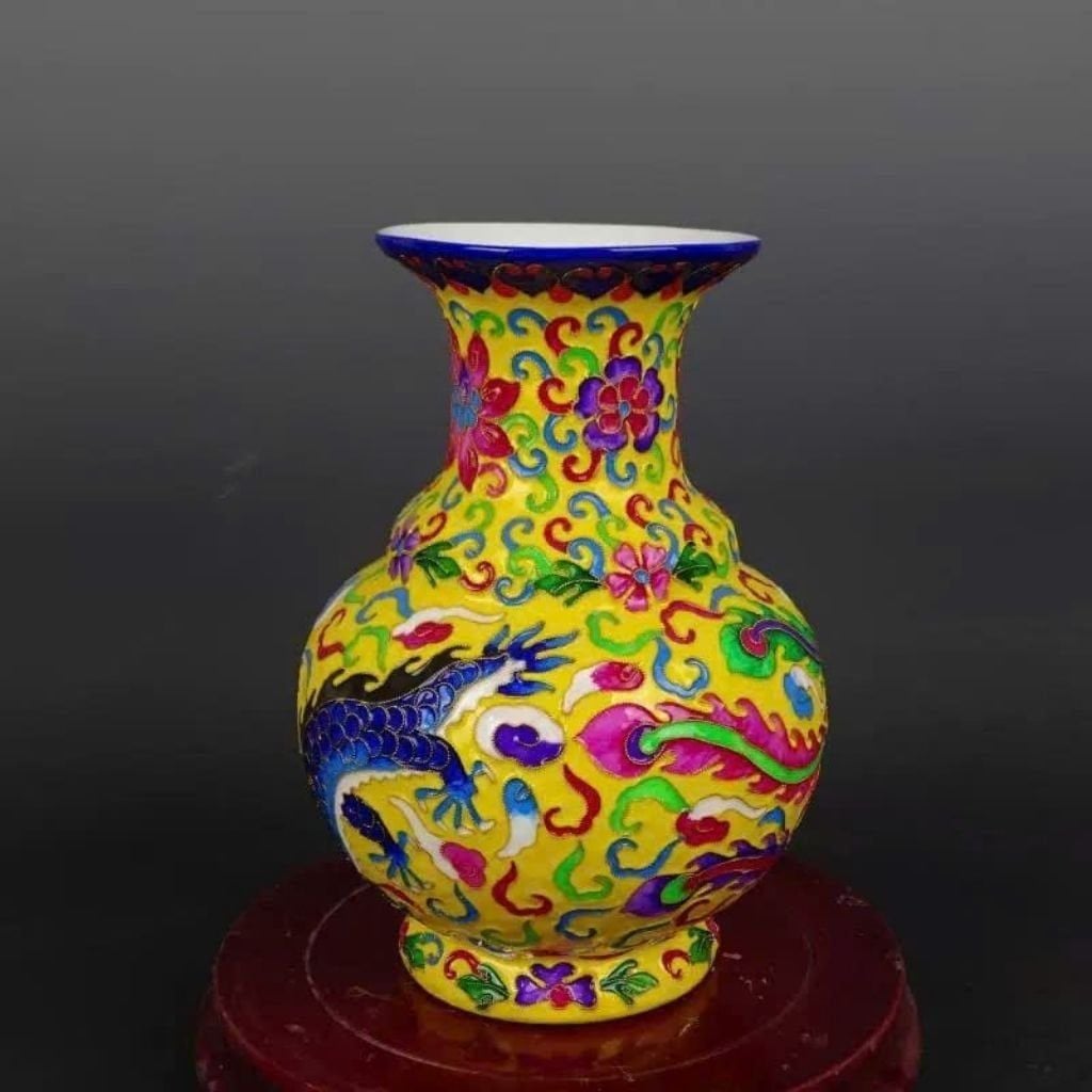  Bình Gốm Sứ Phượng Hoàng Men Màu Hoàng Kim BKCECN-9574 