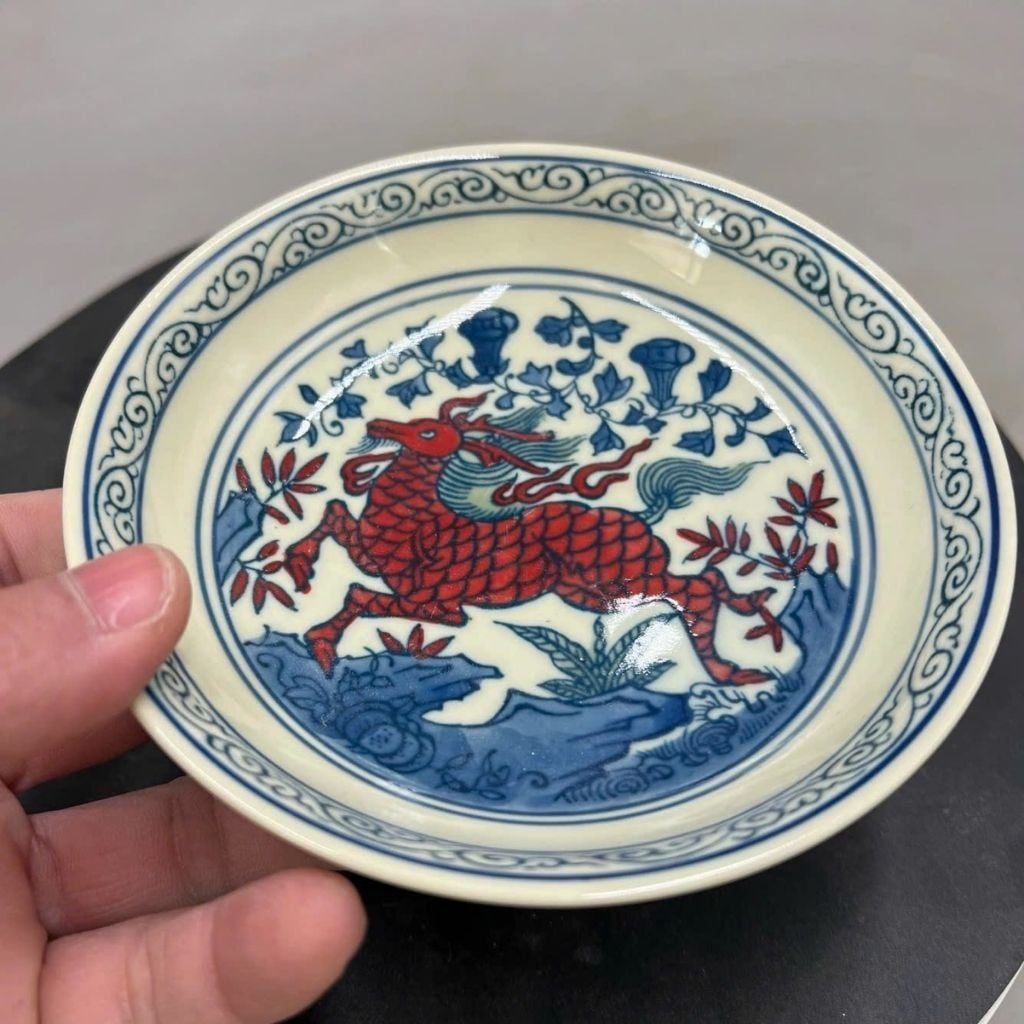  Đĩa Gốm Sứ Kỳ Lân Men Màu BKCECN-9599 